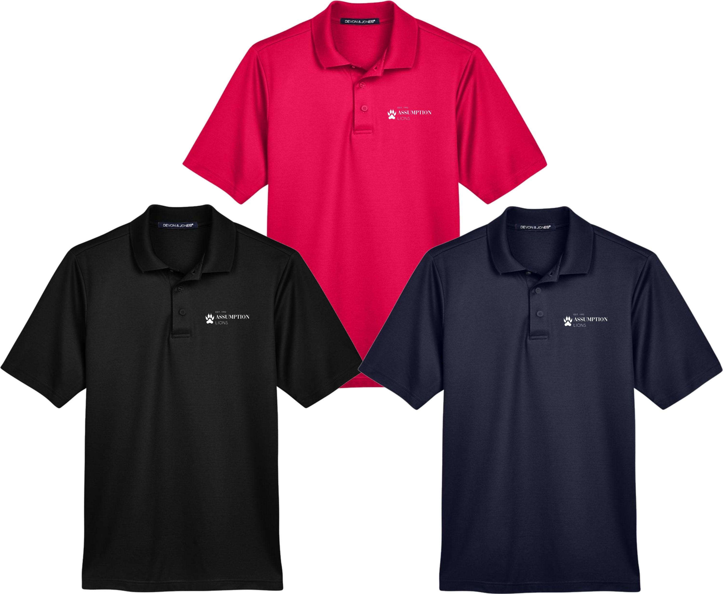 Assumption College Devon & Jones CrownLux Performance Mens Plaited Polo