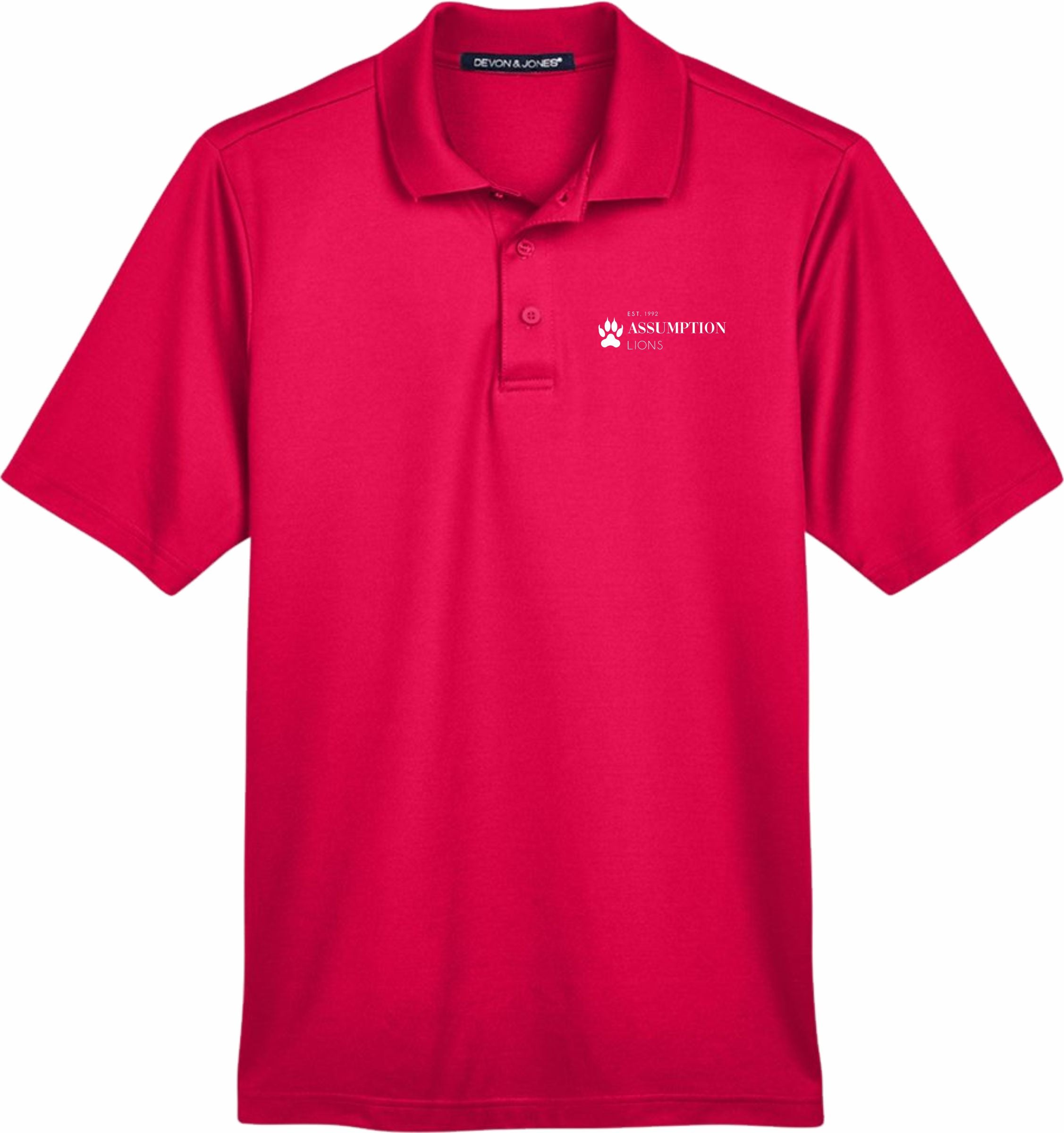 Assumption College Devon & Jones CrownLux Performance Mens Plaited Polo