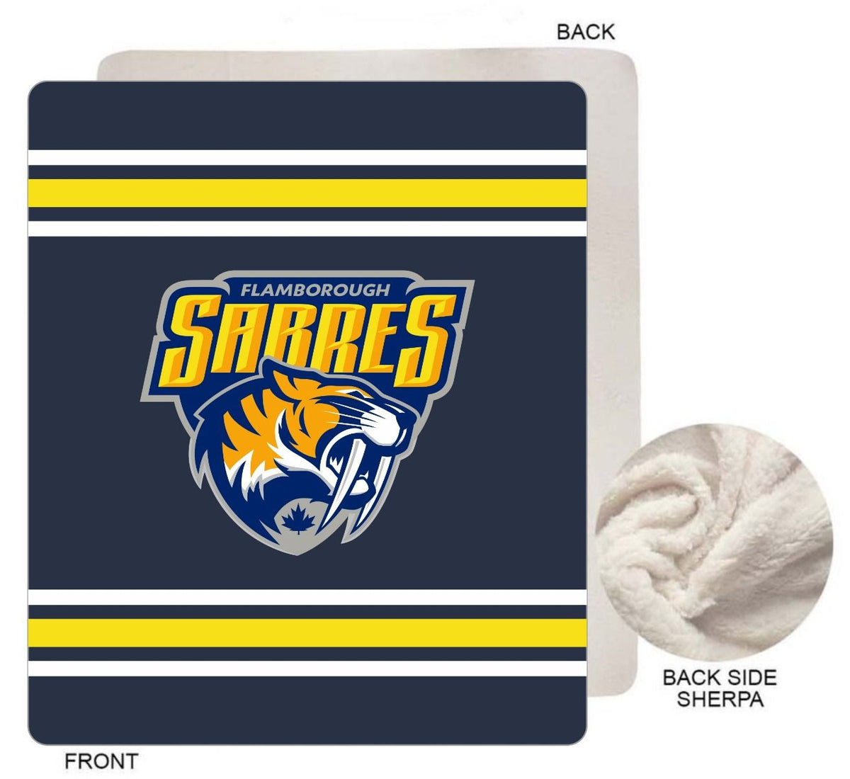 Flamborough Sabres Sublimated Sherpa Faux Wool Lined Micro Mink Throw
